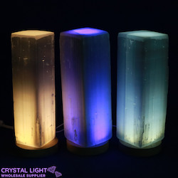 Selenite Rectangle Lamp with USB Stand