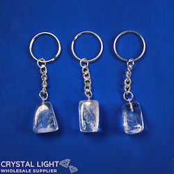 Clear Quartz Tumble Keychain