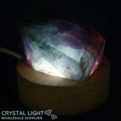 Rainbow Fluorite Faceted Shape with LED Stand