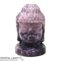 China, glassware and earthenware wholesaling: Dark Lepidolite Buddha Head (Single)