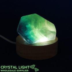 Fluorite Faceted Shape on LED Stand