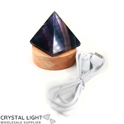 Fluorite Pyramid with LED Stand