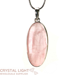 China, glassware and earthenware wholesaling: Rose Quartz Long Oval Pendant