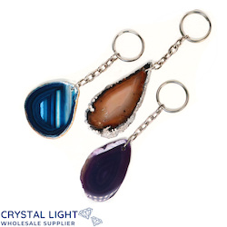 Agate Slice Keychain Lot