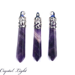 Chevron Amethyst Long Pendant