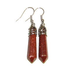 Goldstone Polished Point Earring