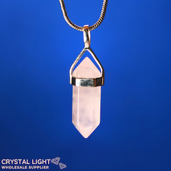 Rose Quartz DT Pendant Sterling Silver (Short)