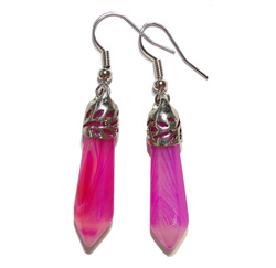 Pink Agate Point Earrings