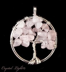 Rose Quartz Tree of Life Pendant Small