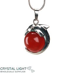 Orange Agate Dolphin Sphere Pendant