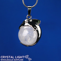 Clear Quartz Sphere Dolphin Pendant