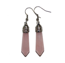 Rose Quartz Point Earrings