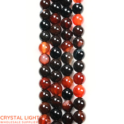 Orange and Black Agate 8mm Round Beads