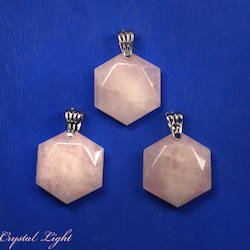 China, glassware and earthenware wholesaling: Rose Quartz Hexagon Pendant