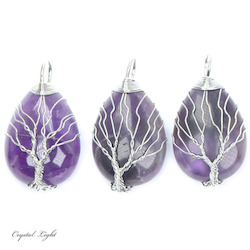 Chevron Amethyst Tree Wirewrap Pendant