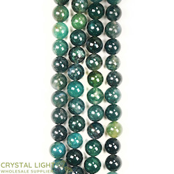 Moss Agate 8mm Round Beads