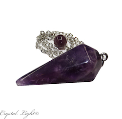 Chevron Amethyst Pendulum with Bead