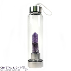 Chevron Amethyst Point Crystal Bottle