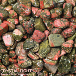 China, glassware and earthenware wholesaling: Unakite tumble 10-25mm