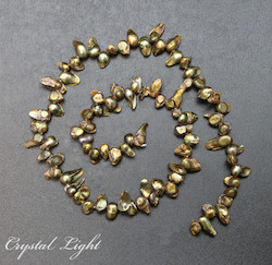 China, glassware and earthenware wholesaling: Green/Bronze Keshi Pearl Beads