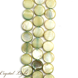 Green Iridescent Shell Coin Beads