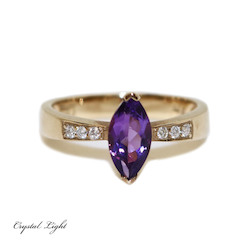 Amethyst and Diamond Gold Ring