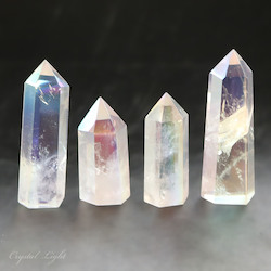 Rainbow Aura Quartz Polished Point