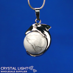 China, glassware and earthenware wholesaling: Howlite Dolphin Sphere Pendant