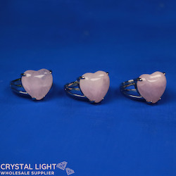 Rose Quartz Heart Adjustable Ring