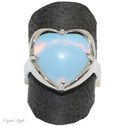 Opalite Heart Adjustable Ring