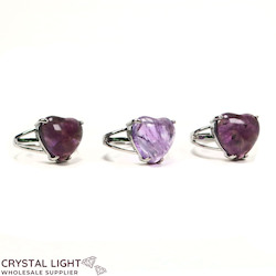 Amethyst Heart Adjustable Ring