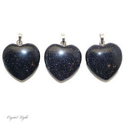 Blue Goldstone Heart Pendant