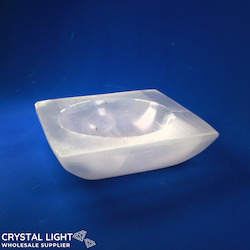 China, glassware and earthenware wholesaling: Selenite Square Bowl (12cm)