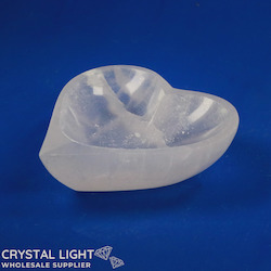 China, glassware and earthenware wholesaling: Selenite Heart Bowl (10cm)