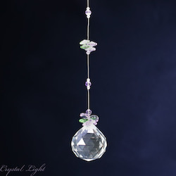 China, glassware and earthenware wholesaling: Ball Drop Suncatcher- Green & Purple/ 50mm