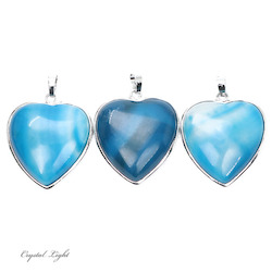 Blue Agate Heart Pendant with Frame