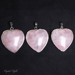 Rose Quartz Heart Pendant with Frame