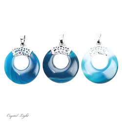 China, glassware and earthenware wholesaling: Blue Agate Donut Pendant with Bail