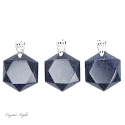 Blue Goldstone Hexagon Pendant