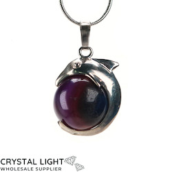 Purple Agate Dolphin Sphere Pendant