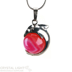 Pink Agate Dolphin Sphere Pendant