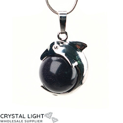 Blue Goldstone Dolphin Sphere Pendant