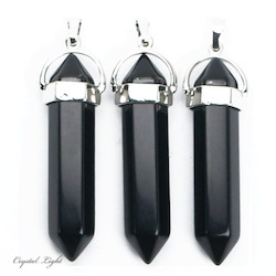 China, glassware and earthenware wholesaling: Black Obsidian Large Double Terminated Pendant