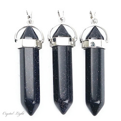 Blue Goldstone Large Double Terminated Pendant