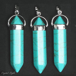 Light Blue Howlite Large Double Terminated Pendant