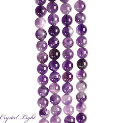 Chevron Amethyst 8mm Round Beads