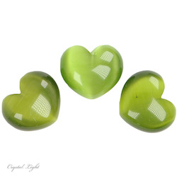 China, glassware and earthenware wholesaling: Olive Green Cat's Eye Heart