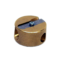 Brass Round Double Pencil Sharpener