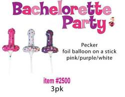 Wholesale trade: 5A - BACHELORETTE FOIL BALLOON ON STICKS 3pk. - HP-2500**