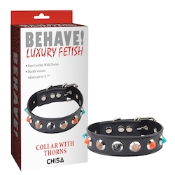 6B - BEHAVE - COLLAR WITH THORNS - BLACK - CN-632172462